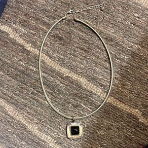 Sterling Silver Black Stone Pendant Necklace